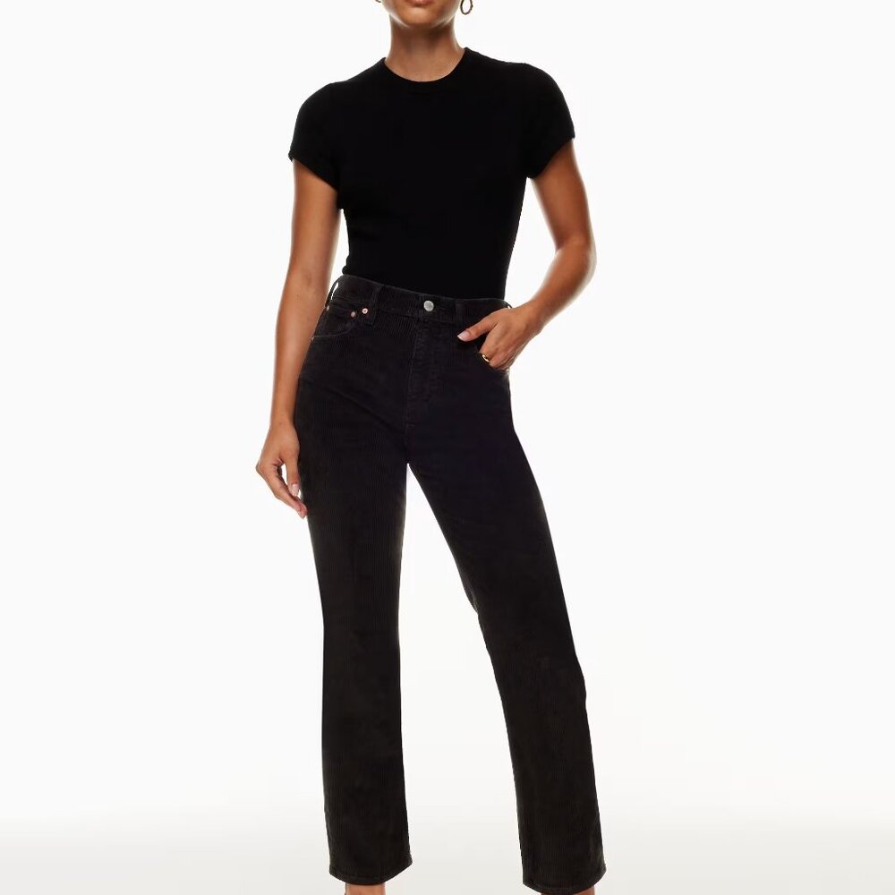 Denim Forum Arlo High Rise Straight Leg 28L Black Size 27 - Picture 1 of 5